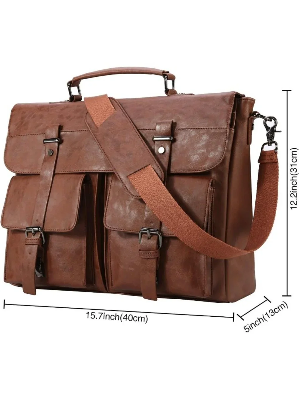 Vintage Leather Messenger Bag for Men, 15.6